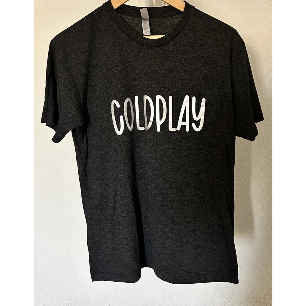 Coldplay Women's Soft T Shirt Gray with Shiny silver letters Size M